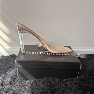 PrettyLittleThing Nude and Clear Heels